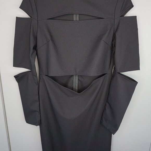 Asilio The Slasher Cutout Crew Neck Long Sleeve Midi Dress in Black size L/8 New - Picture 8 of 16